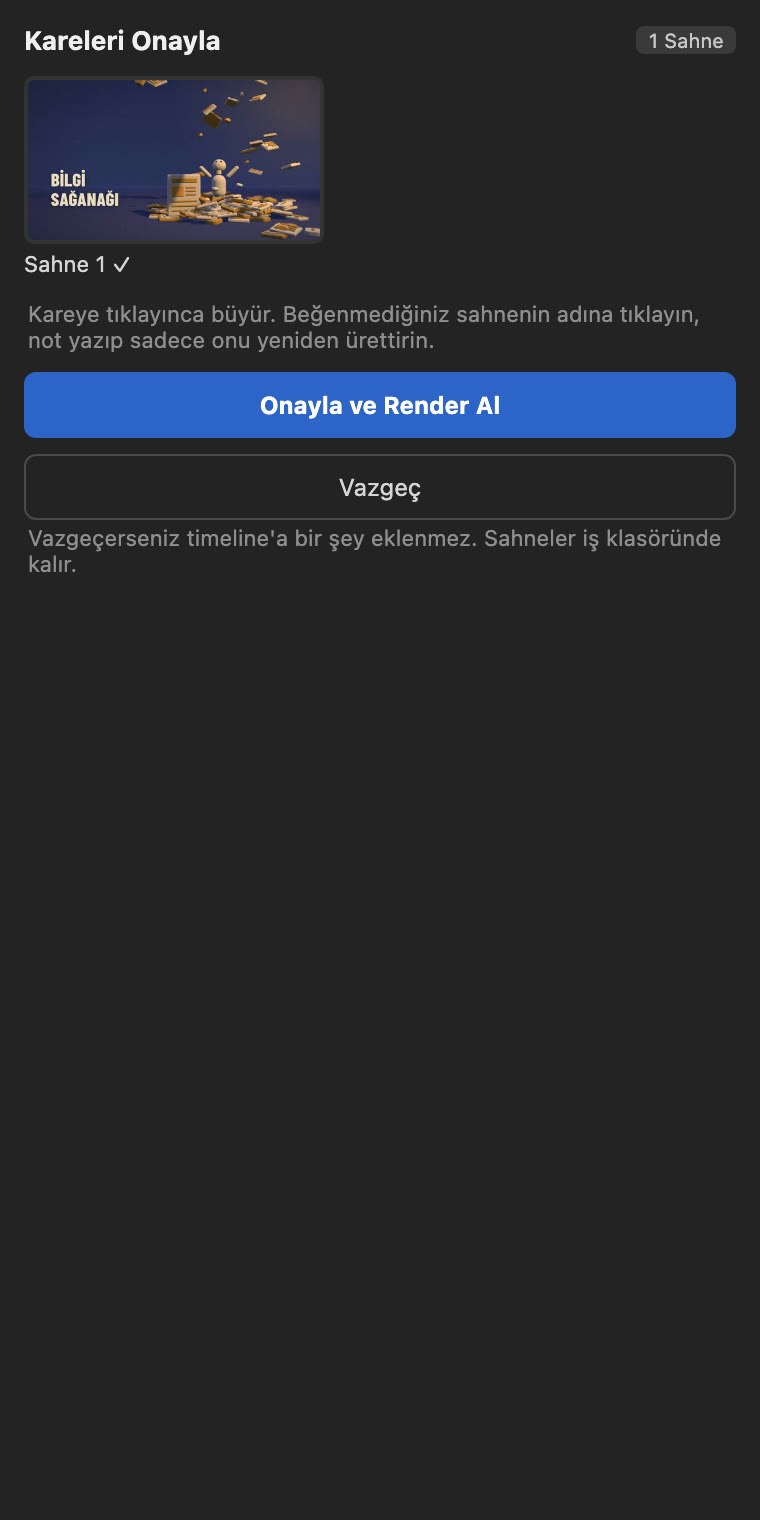 Render öncesi her sahnenin karesi
